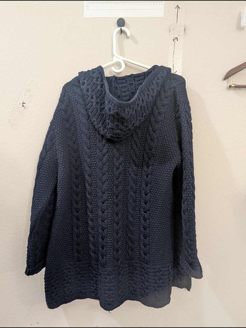 Aran Crafts Navy Hooded Cable-Knit Zip Cardigan - Picture 3 of 11